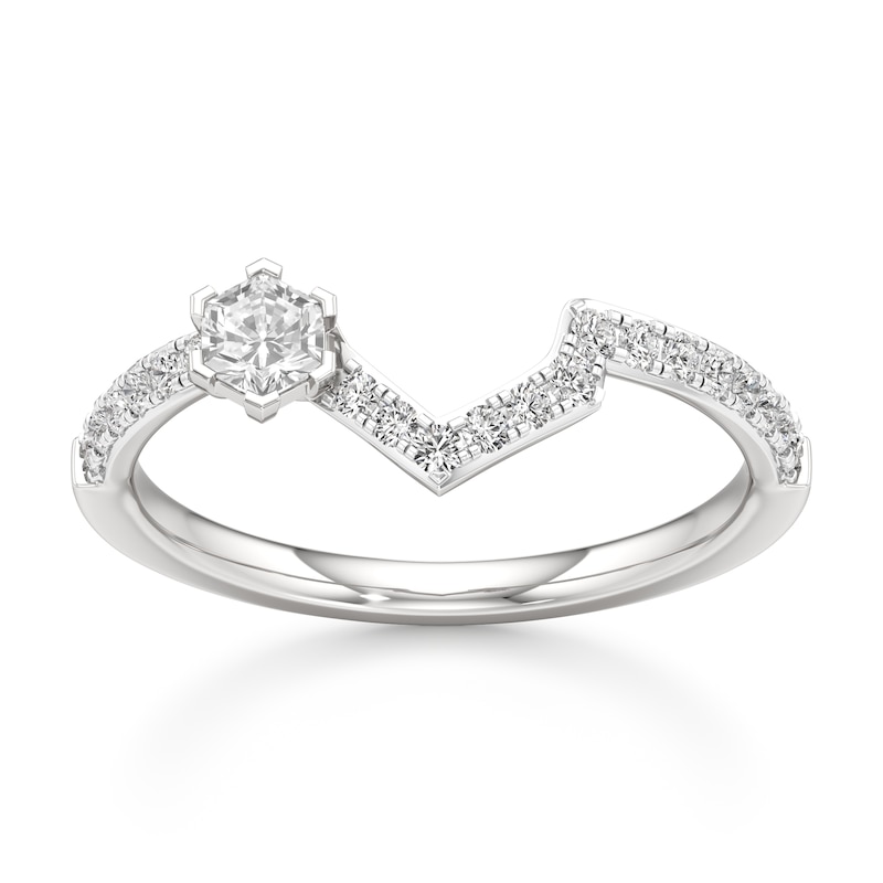 Main Image 1 of J'Lure Hexagon Brilliant-Cut Lab-Grown Diamond Contour Wedding Band 3/8 ct tw 18K White Gold