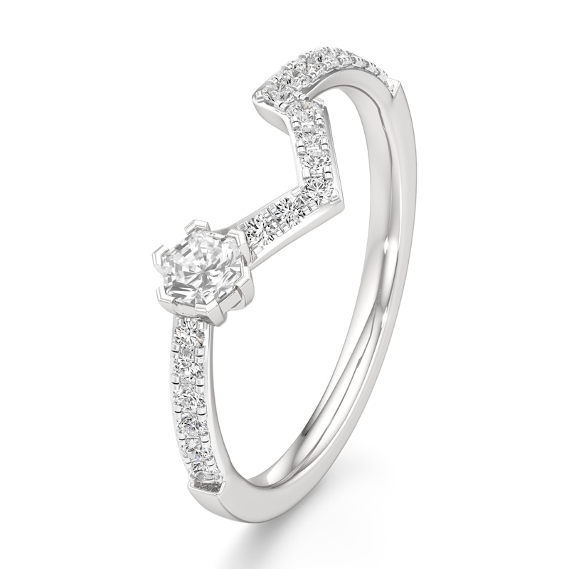 Main Image 4 of J'Lure Hexagon Brilliant-Cut Lab-Grown Diamond Contour Wedding Band 3/8 ct tw 18K White Gold