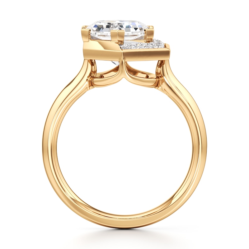 Main Image 2 of J'Lure Hexagon Brilliant-Cut Lab-Grown Diamond Half-Halo Engagement Ring 3 ct tw 18K Yellow Gold