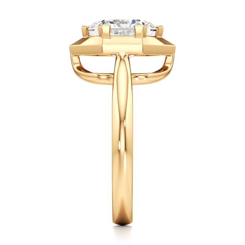 Main Image 3 of J'Lure Hexagon Brilliant-Cut Lab-Grown Diamond Half-Halo Engagement Ring 3 ct tw 18K Yellow Gold
