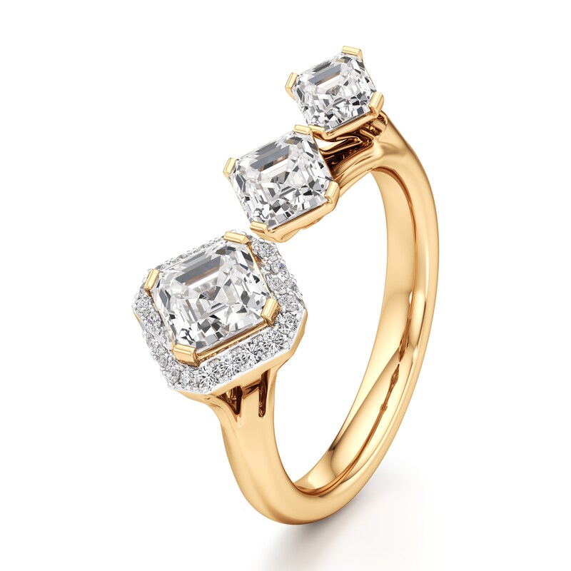Main Image 4 of J'Lure Square-Emerald Step-Cut Lab-Grown Diamond Engagement Ring 2-1/6 ct tw 18K Yellow Gold