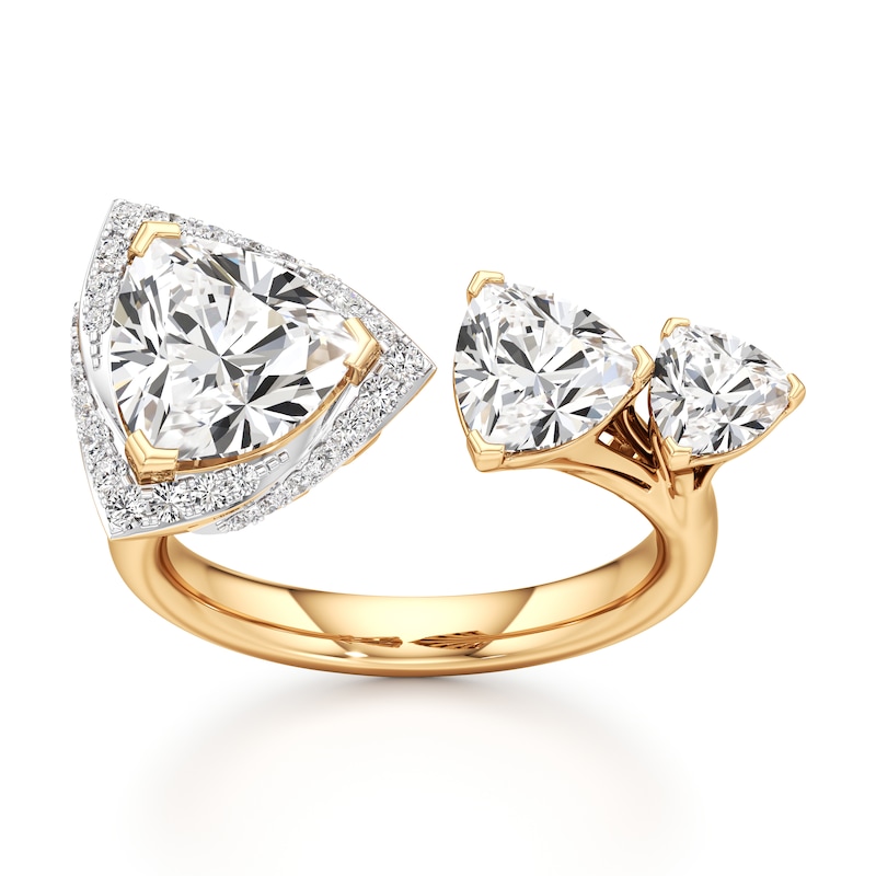 Main Image 1 of J'Lure Trillion Curved Brilliant-Cut Lab-Grown Diamond Engagement Ring 3-1/3 ct tw 18K Yellow Gold
