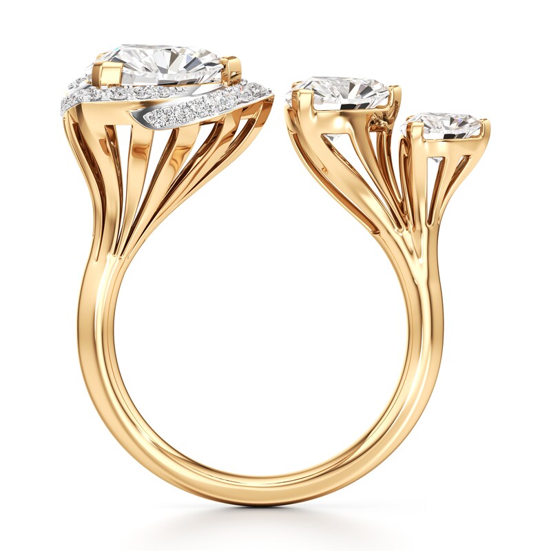 Main Image 2 of J'Lure Trillion Curved Brilliant-Cut Lab-Grown Diamond Engagement Ring 3-1/3 ct tw 18K Yellow Gold