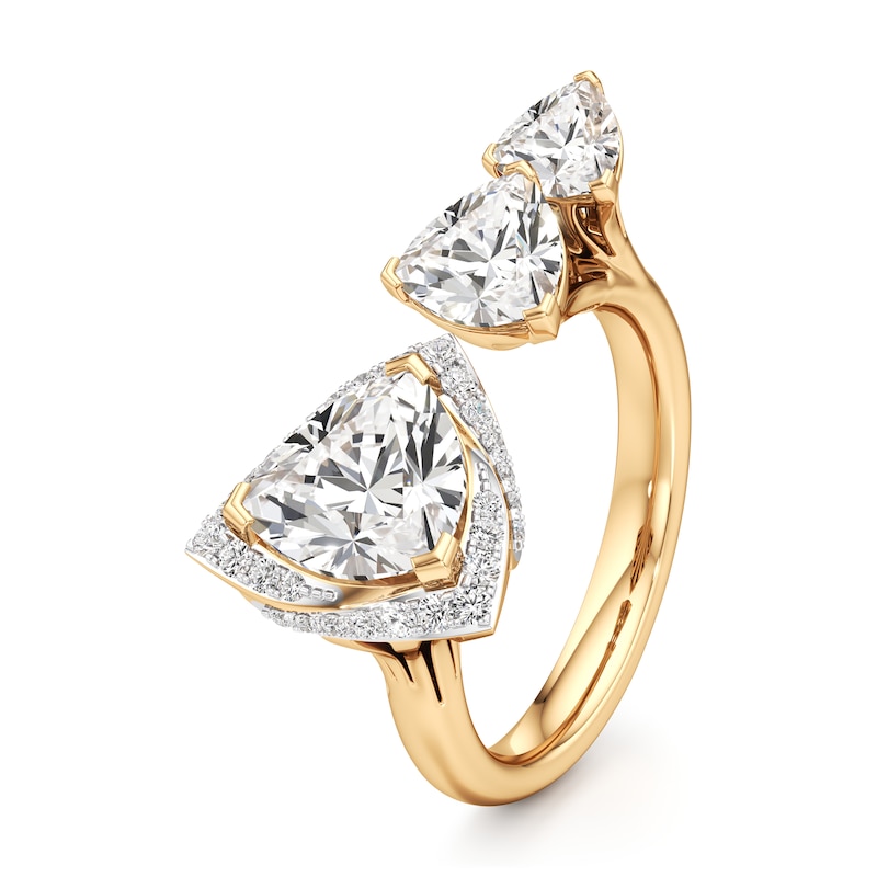 Main Image 4 of J'Lure Trillion Curved Brilliant-Cut Lab-Grown Diamond Engagement Ring 3-1/3 ct tw 18K Yellow Gold