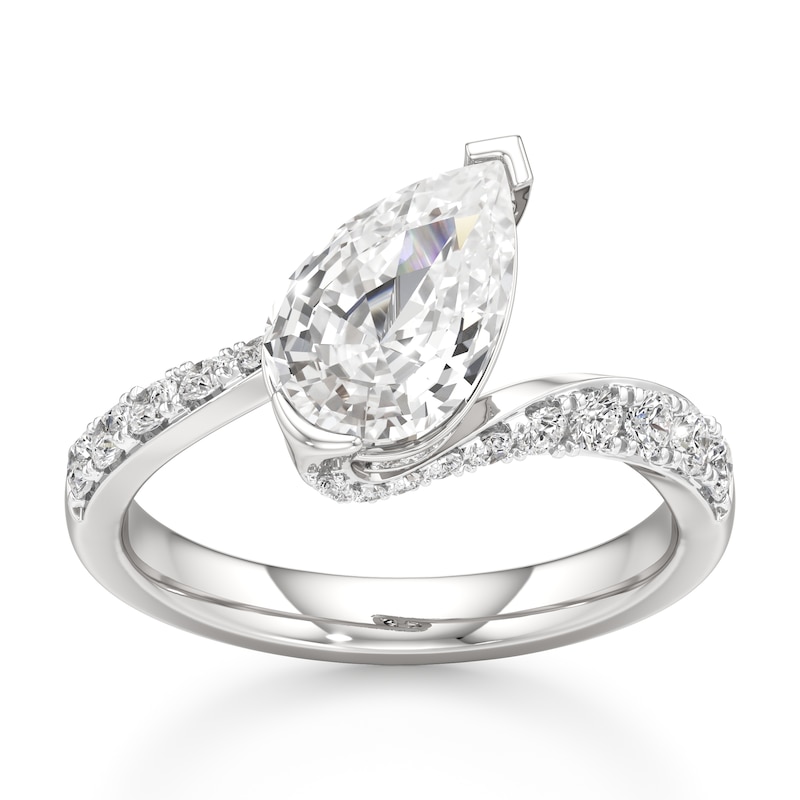Main Image 1 of J'Lure Pear Step-Cut Lab-Grown Diamond Bypass Engagement Ring 2-1/2 ct tw 18K White Gold
