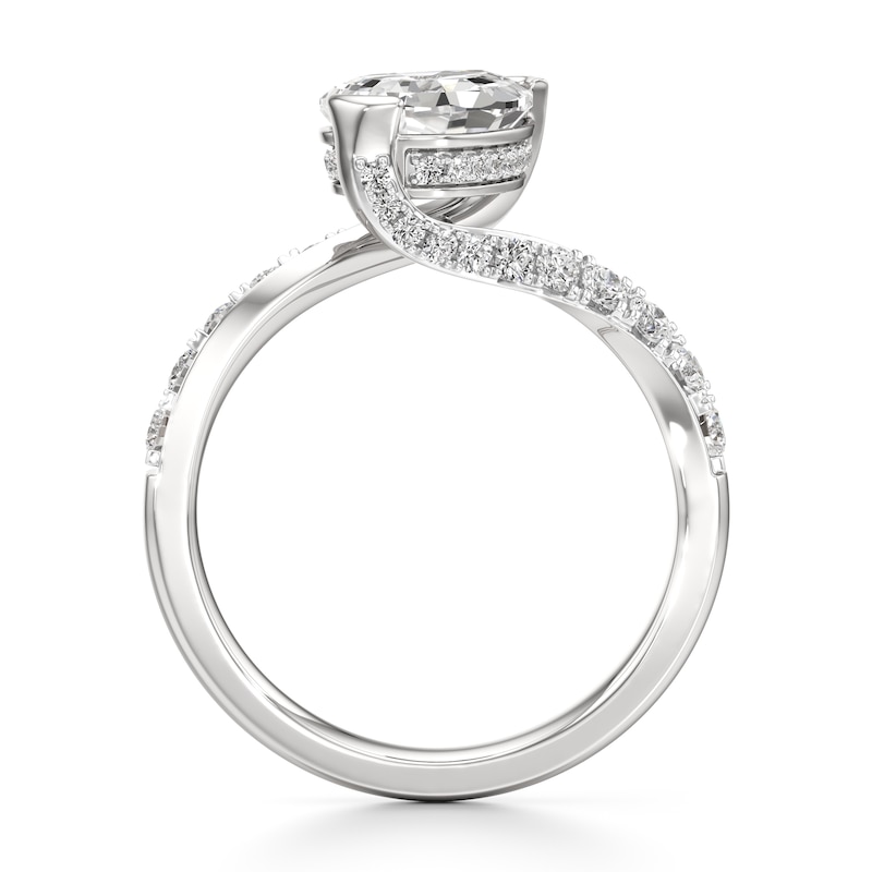 Main Image 2 of J'Lure Pear Step-Cut Lab-Grown Diamond Bypass Engagement Ring 2-1/2 ct tw 18K White Gold