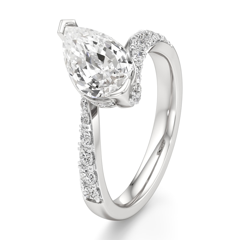 Main Image 4 of J'Lure Pear Step-Cut Lab-Grown Diamond Bypass Engagement Ring 2-1/2 ct tw 18K White Gold