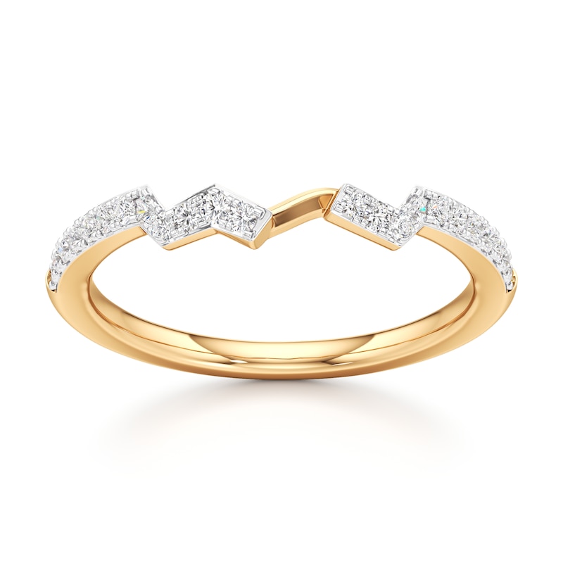 Main Image 1 of J'Lure Lab-Created Diamond Angled Contour Wedding Band 1/5 ct tw 18K Yellow Gold