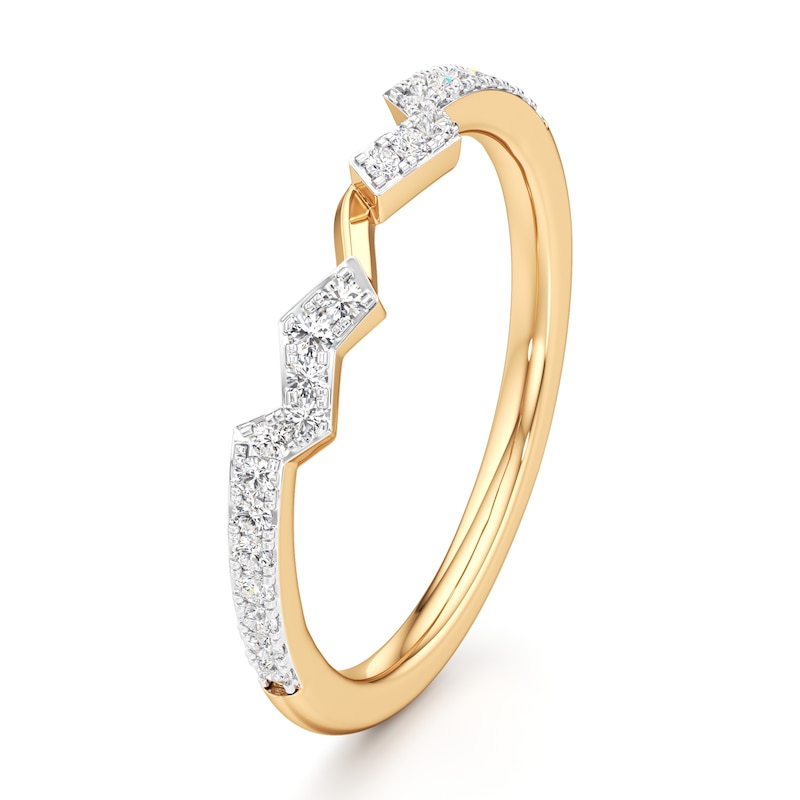 Main Image 4 of J'Lure Lab-Created Diamond Angled Contour Wedding Band 1/5 ct tw 18K Yellow Gold