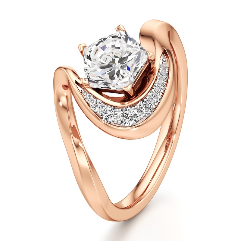Main Image 4 of J'Lure Pentagon Brilliant-Cut Lab-Grown Diamond Engagement Ring 1 ct tw 18K Rose Gold