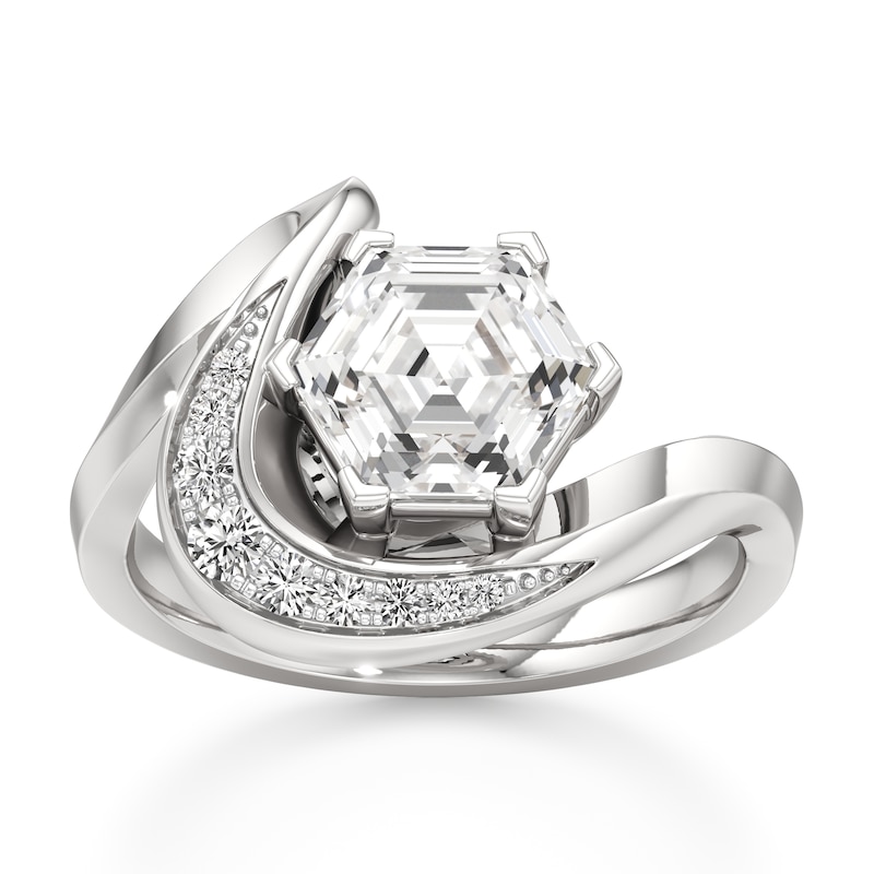 Main Image 1 of J'Lure Hexagon Step-Cut Lab-Grown Diamond Engagement Ring 2 ct tw 18K White Gold