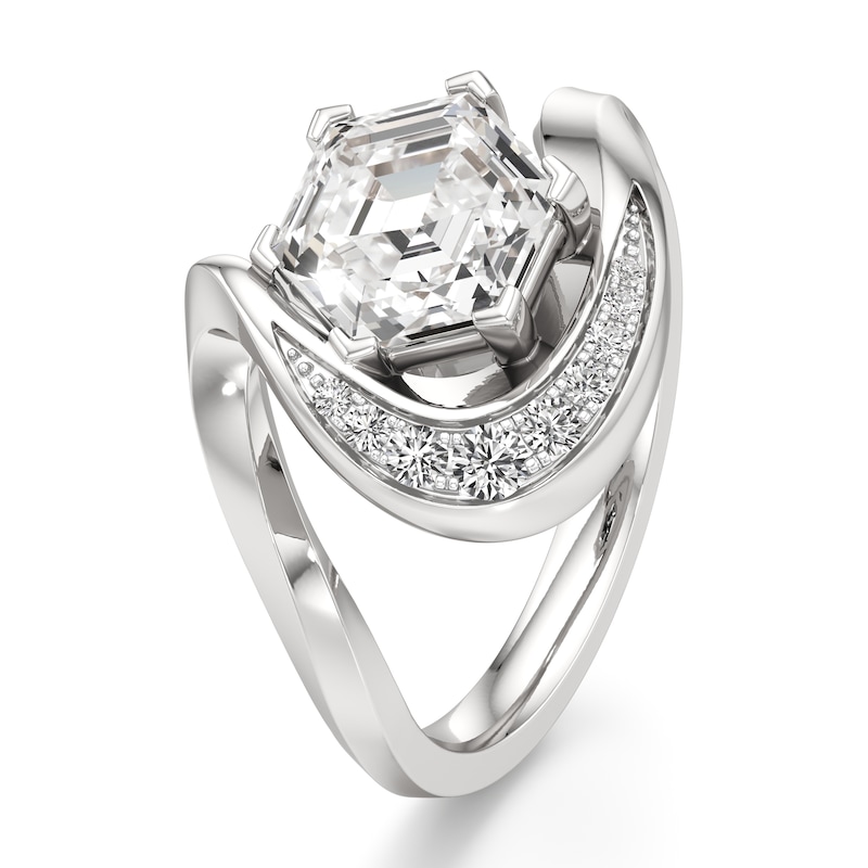 Main Image 4 of J'Lure Hexagon Step-Cut Lab-Grown Diamond Engagement Ring 2 ct tw 18K White Gold