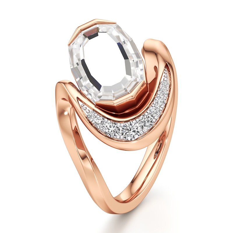 Main Image 4 of J'Lure Oval Portrait-Cut Lab-Grown Diamond Engagement Ring 2 ct tw 18K Rose Gold