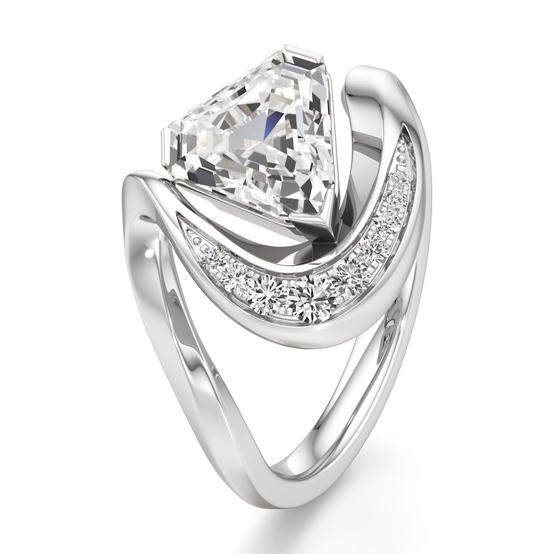 Main Image 4 of J'Lure Shield Step-Cut Lab-Grown Diamond Engagement Ring 2 ct tw 18K White Gold