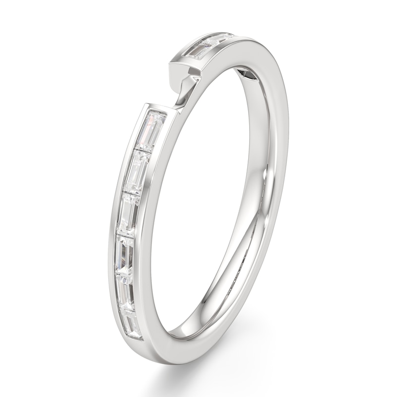 Main Image 4 of J'Lure Baguette-Cut Lab-Grown Diamond Contour Wedding Band 3/8 ct tw 18K White Gold
