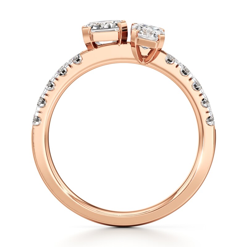 Main Image 2 of J'Lure Imperial-Emerald Step-Cut Two-Stone Lab-Grown Diamond Engagement Ring 1-3/4 ct tw 18K Rose Gold