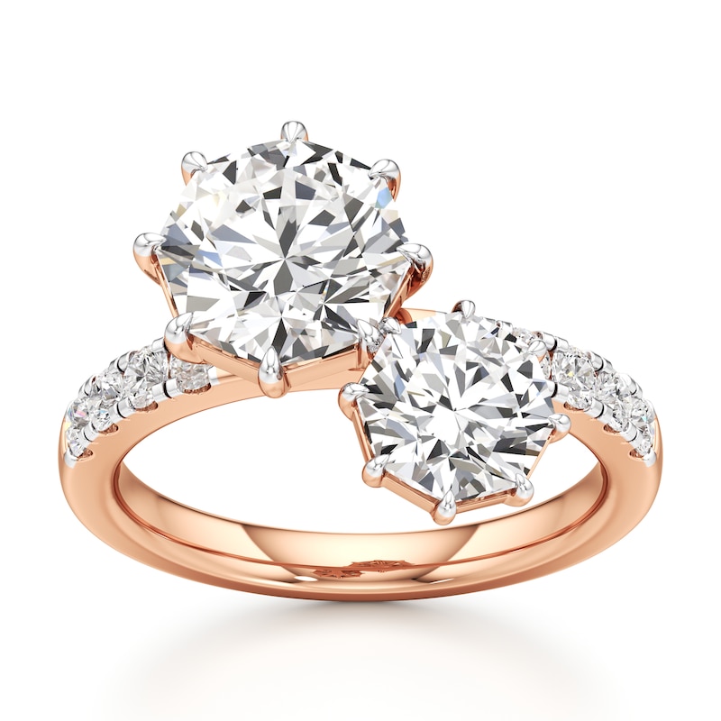 Main Image 1 of J'Lure Octagon Brilliant-Cut Two-Stone Lab-Grown Diamond Engagement Ring 3-1/3 ct tw 18K Rose Gold