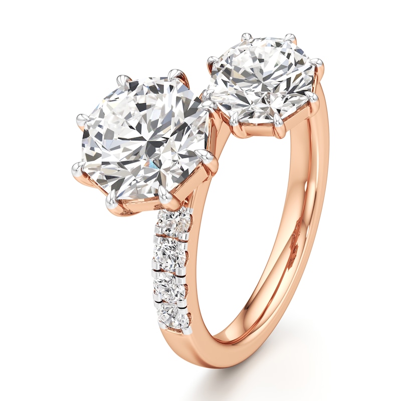 Main Image 4 of J'Lure Octagon Brilliant-Cut Two-Stone Lab-Grown Diamond Engagement Ring 3-1/3 ct tw 18K Rose Gold