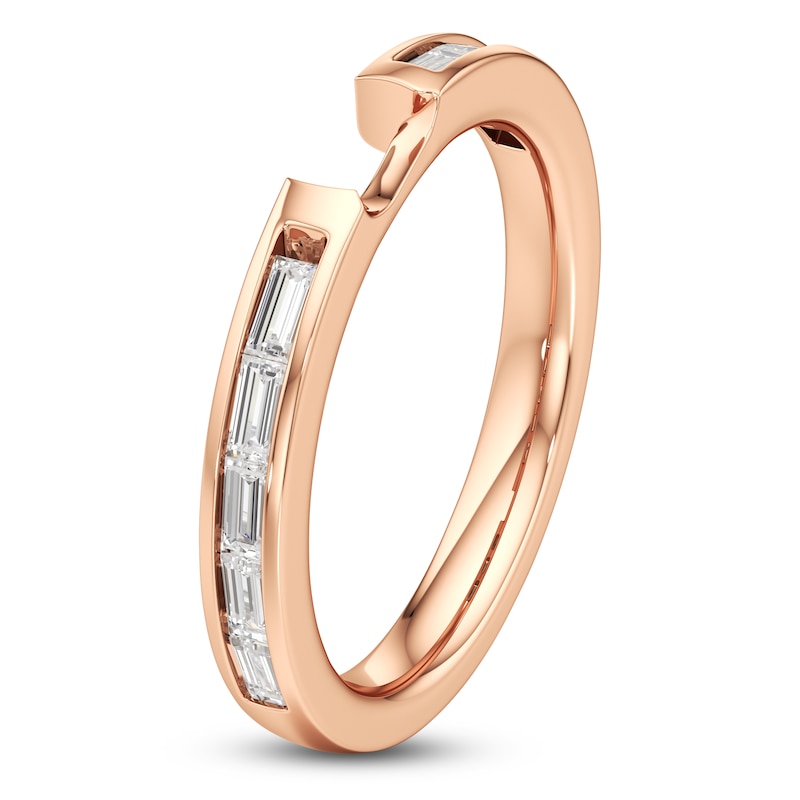 Main Image 4 of J'Lure Baguette-Cut Lab-Grown Diamond Contour Wedding Band 3/8 ct tw 18K Rose Gold
