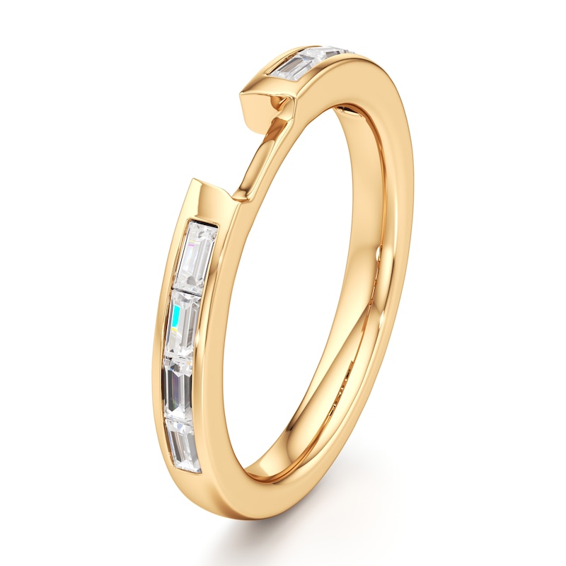 Main Image 4 of J'Lure Baguette-Cut Lab-Grown Diamond Contour Wedding Band 1/3 ct tw 18K Yellow Gold