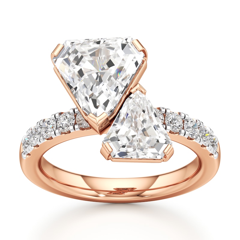 Main Image 1 of J'Lure Shield Step-Cut Two-Stone Lab-Grown Diamond Engagement Ring 4-5/8 ct tw 18K Rose Gold