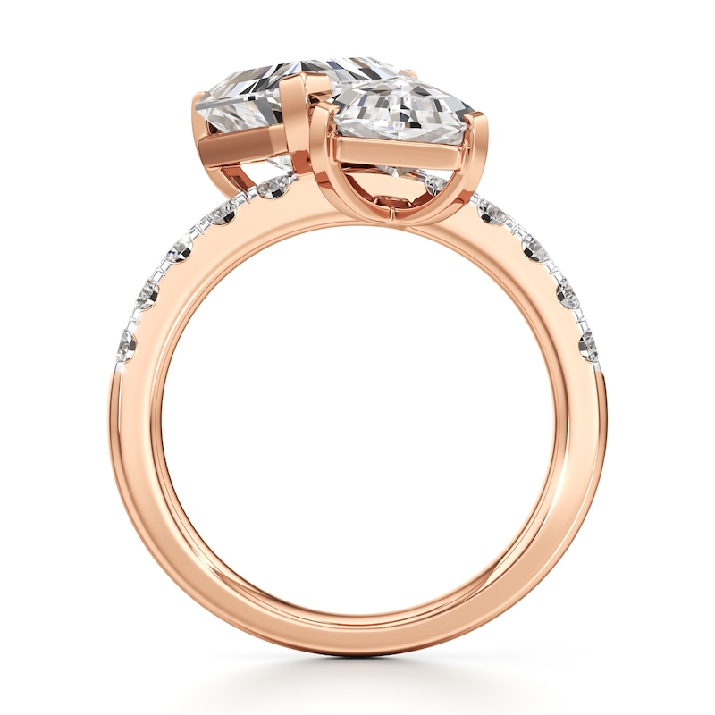 Main Image 2 of J'Lure Shield Step-Cut Two-Stone Lab-Grown Diamond Engagement Ring 4-5/8 ct tw 18K Rose Gold
