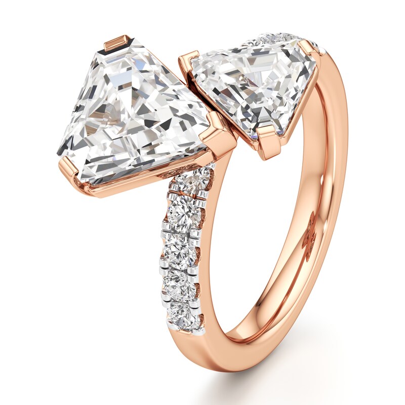 Main Image 4 of J'Lure Shield Step-Cut Two-Stone Lab-Grown Diamond Engagement Ring 4-5/8 ct tw 18K Rose Gold