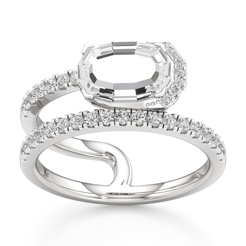 Main Image 1 of J'Lure Oval Portrait-Cut Lab-Grown Diamond Spiral Engagement Ring 1-1/3 ct tw 18K White Gold