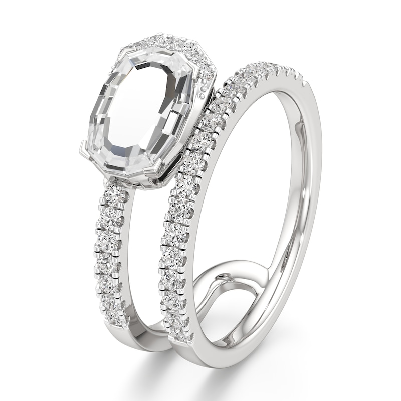 Main Image 4 of J'Lure Oval Portrait-Cut Lab-Grown Diamond Spiral Engagement Ring 1-1/3 ct tw 18K White Gold