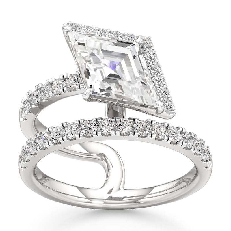 Main Image 1 of J'Lure Lozenge Step-Cut Lab-Created Diamond Spiral Engagement Ring 2-5/8 ct tw 18K White Gold