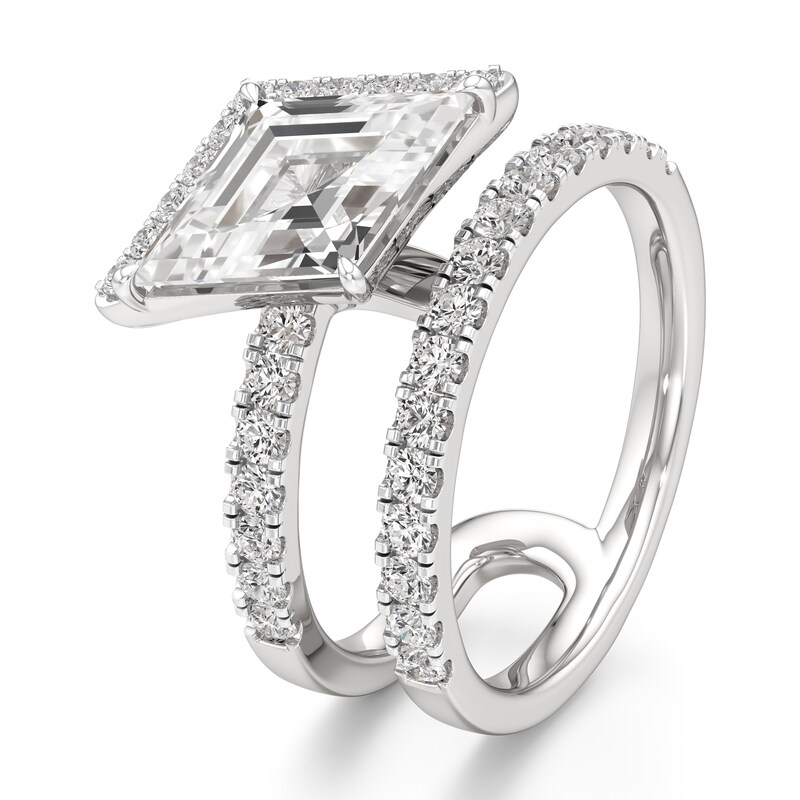 Main Image 4 of J'Lure Lozenge Step-Cut Lab-Created Diamond Spiral Engagement Ring 2-5/8 ct tw 18K White Gold