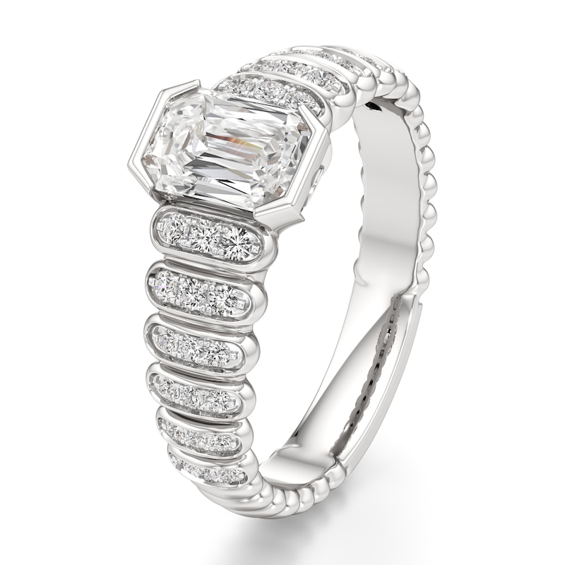 Main Image 4 of J'Lure Imperial-Emerald Step-Cut Lab-Created Diamond Engagement Ring 1-1/4 ct tw 18K White Gold