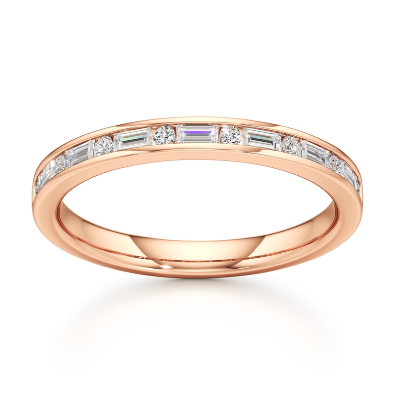 Main Image 1 of J'Lure Baguette & Round-Cut Lab-Grown Diamond Wedding Band 1/3 ct tw 18K Rose Gold