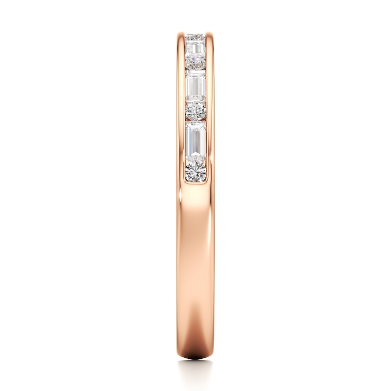 Main Image 3 of J'Lure Baguette & Round-Cut Lab-Grown Diamond Wedding Band 1/3 ct tw 18K Rose Gold