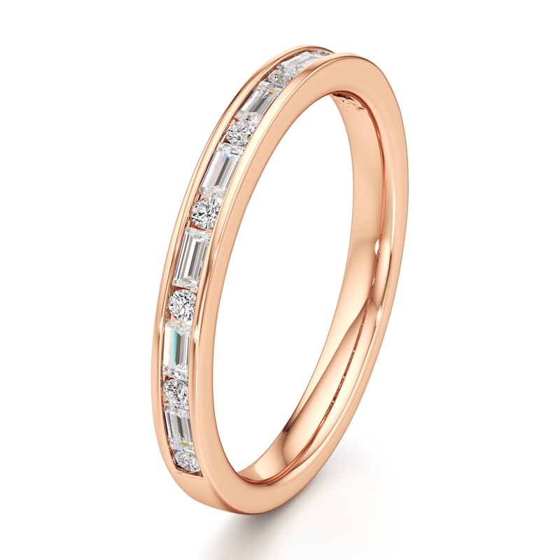 Main Image 4 of J'Lure Baguette & Round-Cut Lab-Grown Diamond Wedding Band 1/3 ct tw 18K Rose Gold