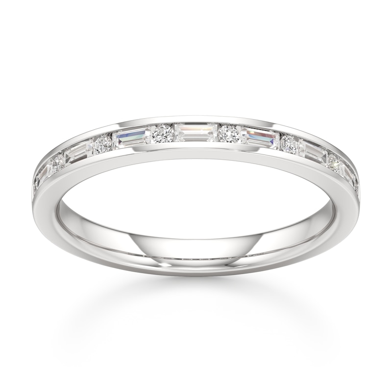 Main Image 1 of J'Lure Baguette & Round-Cut Lab-Grown Diamond Wedding Band 1/3 ct tw 18K White Gold