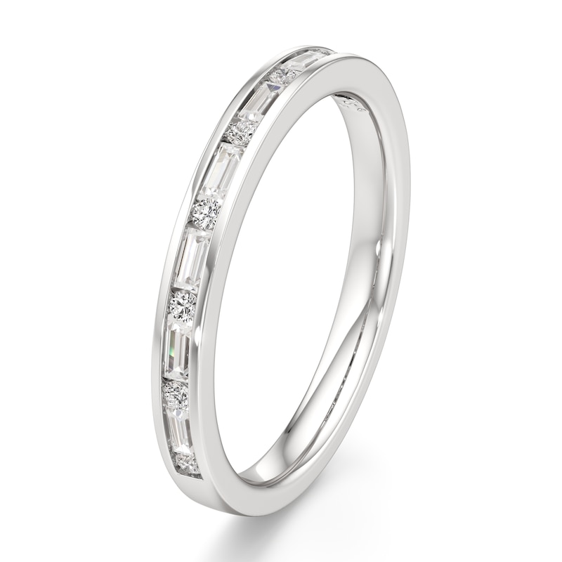 Main Image 4 of J'Lure Baguette & Round-Cut Lab-Grown Diamond Wedding Band 1/3 ct tw 18K White Gold
