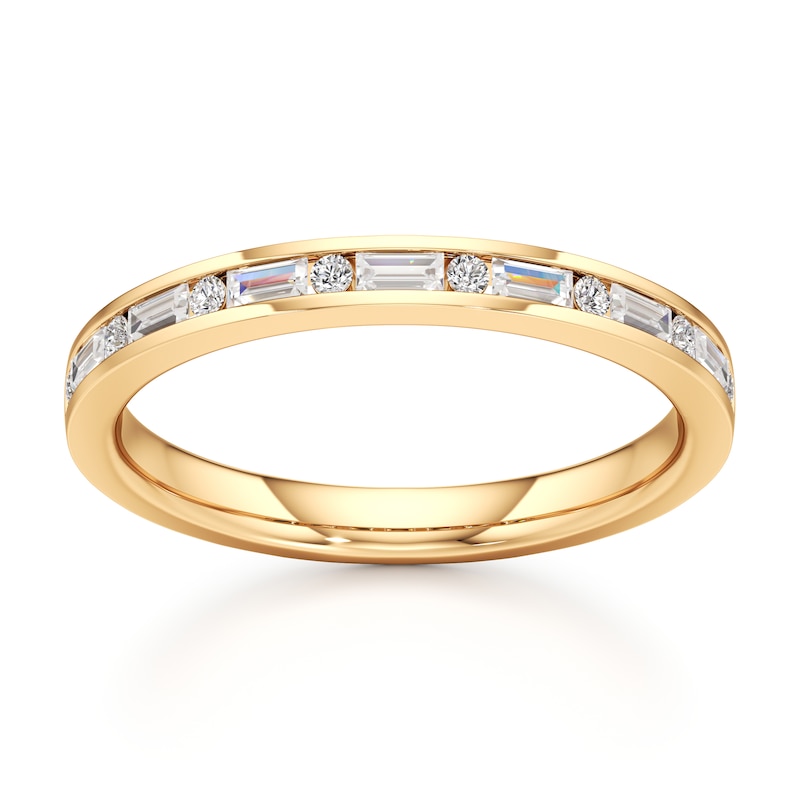 Main Image 1 of J'Lure Baguette & Round-Cut Lab-Grown Diamond Wedding Band 1/3 ct tw 18K Yellow Gold