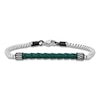 Thumbnail Image 1 of Men's Green Leather Box Chain Bracelet Stainless Steel & Black Ion Plating 8.5"