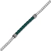 Thumbnail Image 2 of Men's Green Leather Box Chain Bracelet Stainless Steel & Black Ion Plating 8.5"