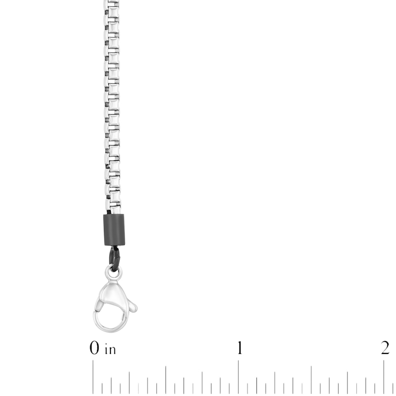 Main Image 4 of Men's Green Leather Box Chain Bracelet Stainless Steel & Black Ion Plating 8.5"