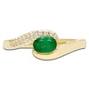 Thumbnail Image 3 of Oval-Cut Natural Emerald & Diamond Ring 1/10 ct tw 10K Yellow Gold