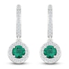 Thumbnail Image 1 of Lab-Created Emerald & White Lab-Created Sapphire Dangle Hoop Earrings Sterling Silver