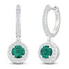 Thumbnail Image 2 of Lab-Created Emerald & White Lab-Created Sapphire Dangle Hoop Earrings Sterling Silver