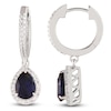 Thumbnail Image 2 of Pear-Shaped Blue Lab-Created Sapphire & White Lab-Created Sapphire Dangle Hoop Earrings Sterling Silver