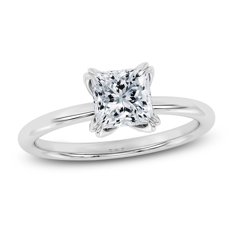 Main Image 1 of Certified Princess-Cut Diamond Solitaire Engagement Ring 1-1/2 ct tw 14K White Gold (I1/I)