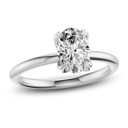 Certified Oval-Cut Diamond Solitaire Engagement Ring 1-1/2 ct tw 18K White Gold (SI2/G)