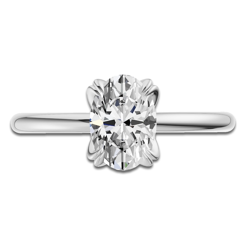 Main Image 3 of Certified Oval-Cut Diamond Solitaire Engagement Ring 1-1/2 ct tw 18K White Gold (SI2/G)