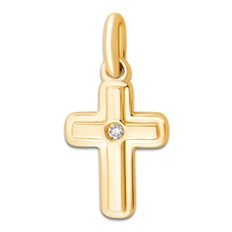 Children's Diamond Accent Cross Charm 14K Yellow Gold