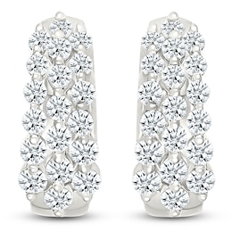 Diamond Three-Row Hoop Earrings 1 ct tw 10K White Gold